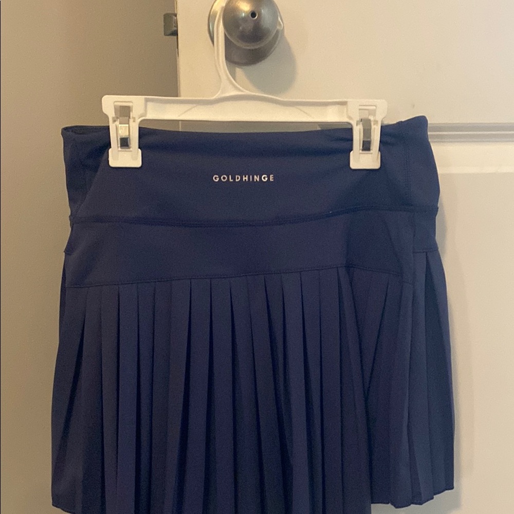 Blue Mini Skater Skirt with Pleats